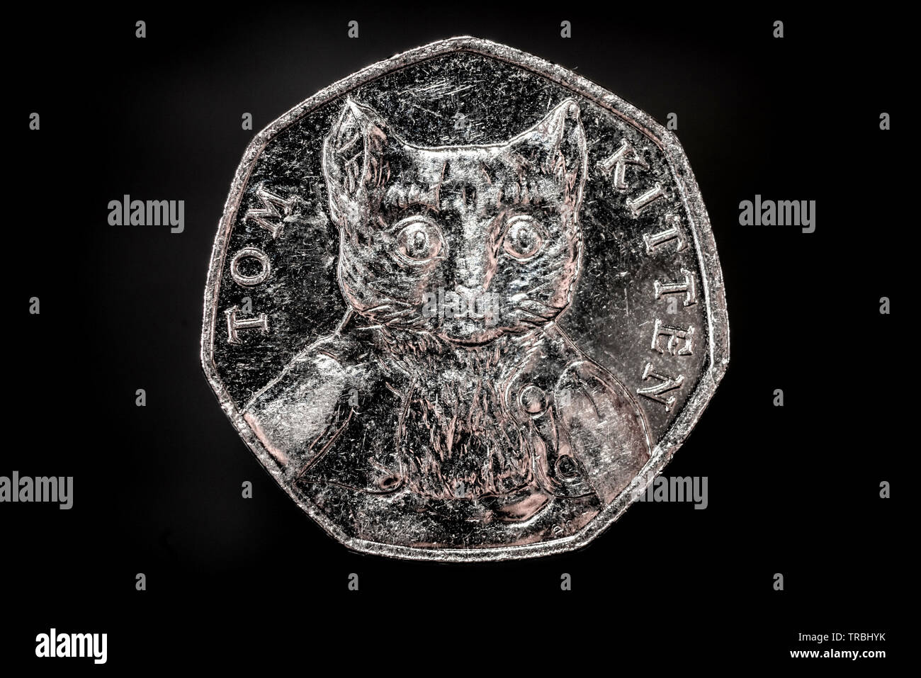 Il 'Tom Kitten' 50 pence pezzo rilasciato dalla Royal Mint nel 2017 Foto Stock