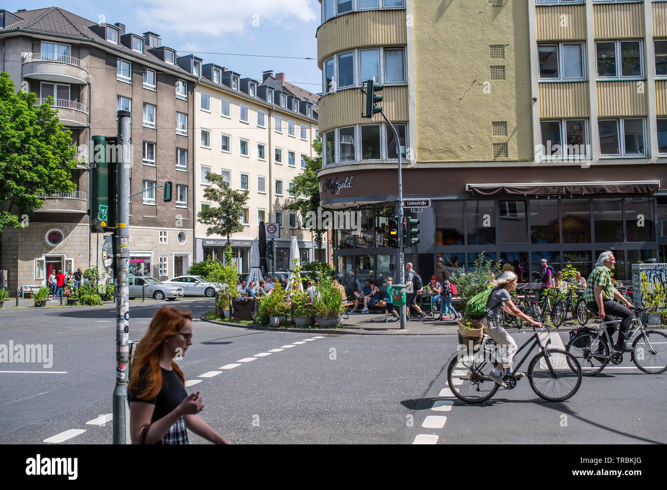 Duesseldorf, Flingern-Süd Cafe 'Hüftgold', Germania Foto Stock