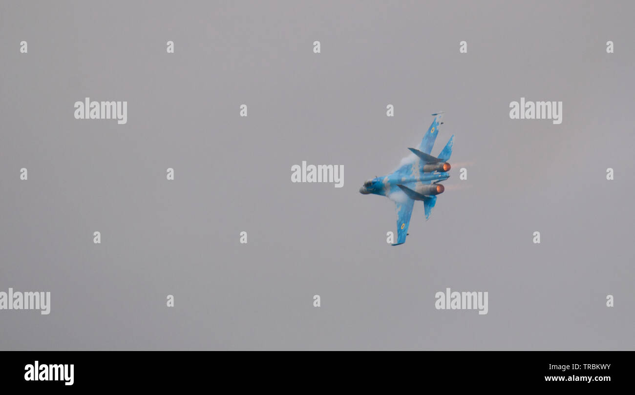 Ukrainian Air Force Su-27 il flanker, RAF Fairford Foto Stock