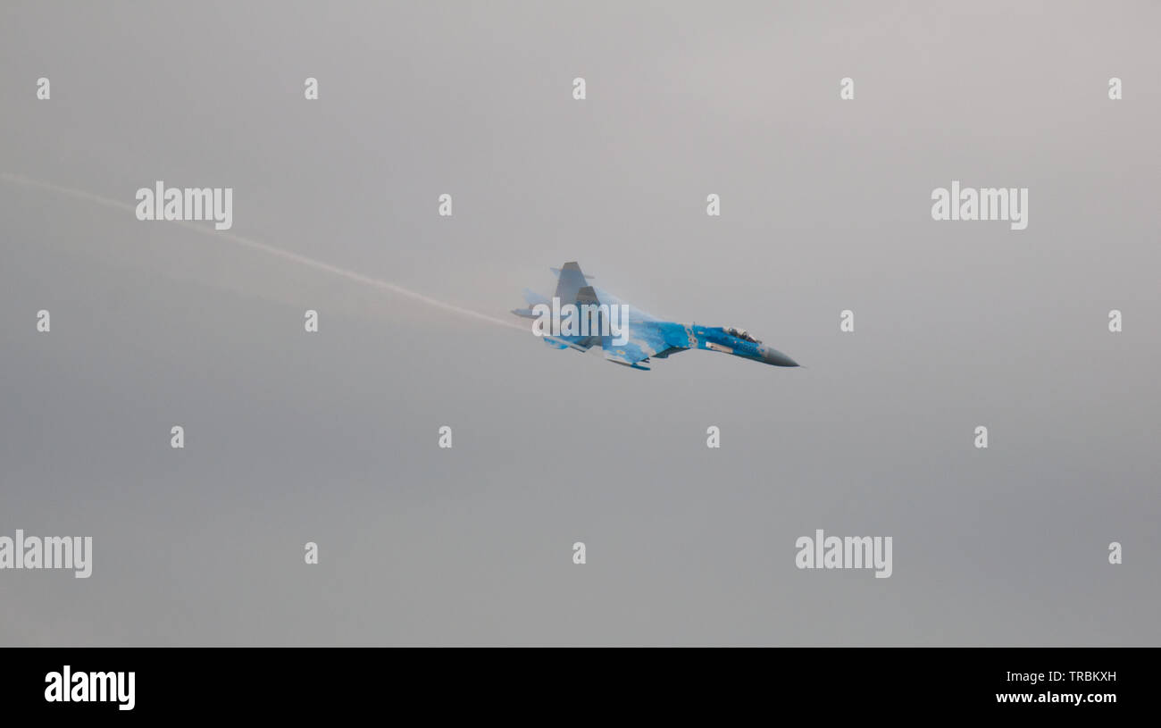 Ukrainian Air Force Su-27 il flanker, RAF Fairford Foto Stock