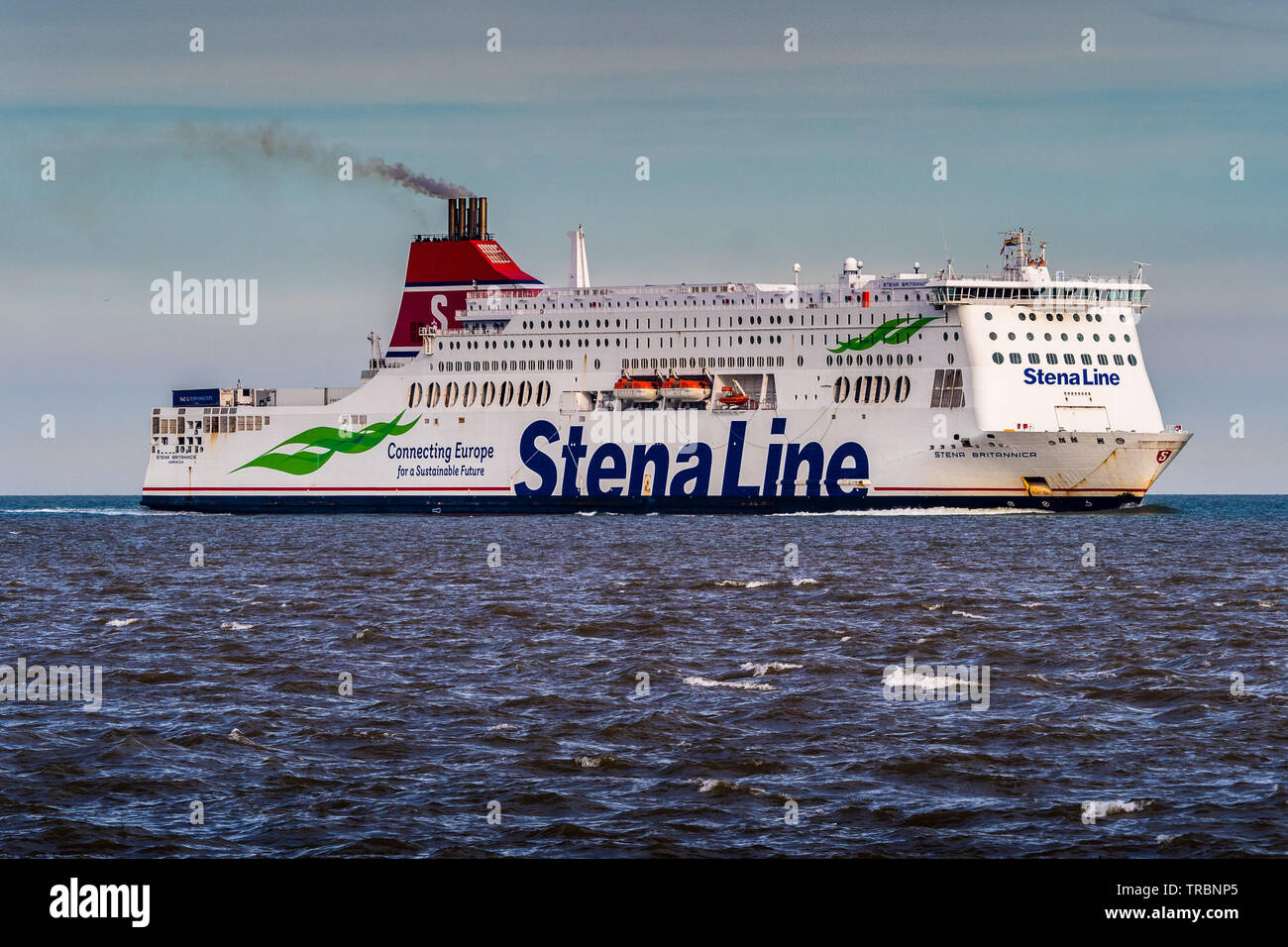 Stena Line traghetto Stena Britannica da Hoek van Holland gancio di Olanda a Harwich Regno Unito entrando in porto in Harwich Foto Stock