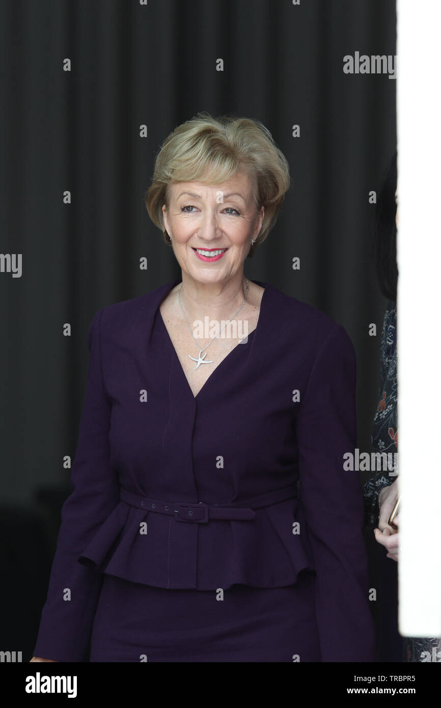 Londra - giu 02, 2019: Andrea Leadsom MP visto presso la BBC Studios di Londra Foto Stock