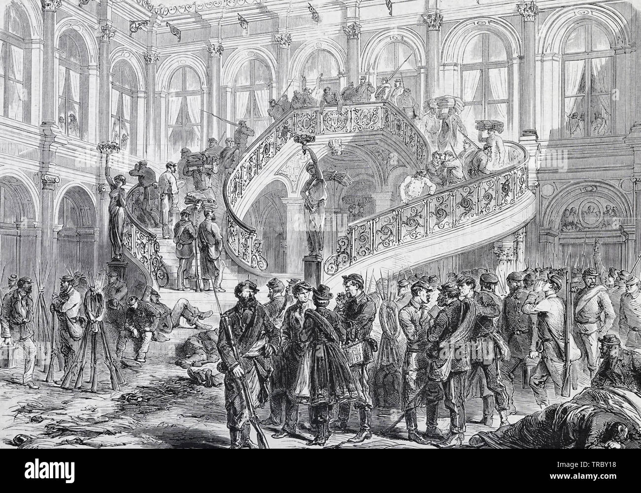Louis XIV Corte presso Hotel DeVille, sotto la Comune di Parigi, 1871 Foto Stock