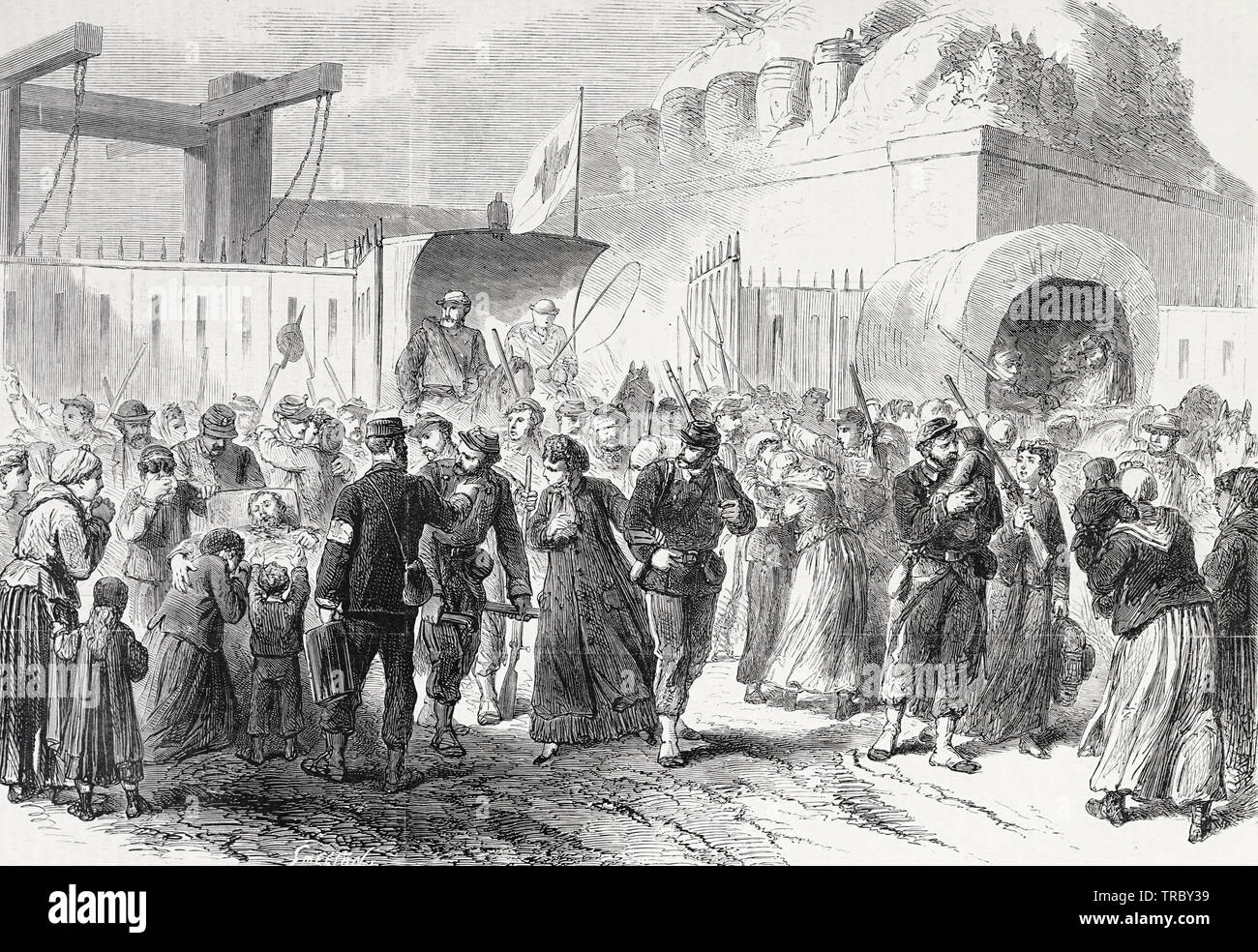 Avamposti di Federals sulla ferrovia Sceaux durante la Comune di Parigi, 1871 Foto Stock