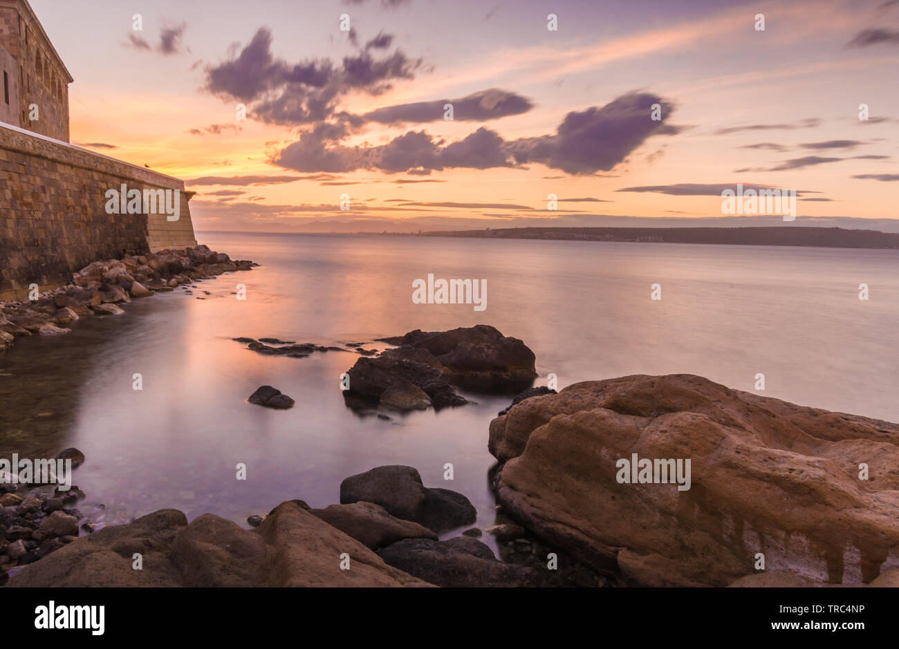 Tramonto in Isola di Tabarca, Alicante, Spagna Foto Stock