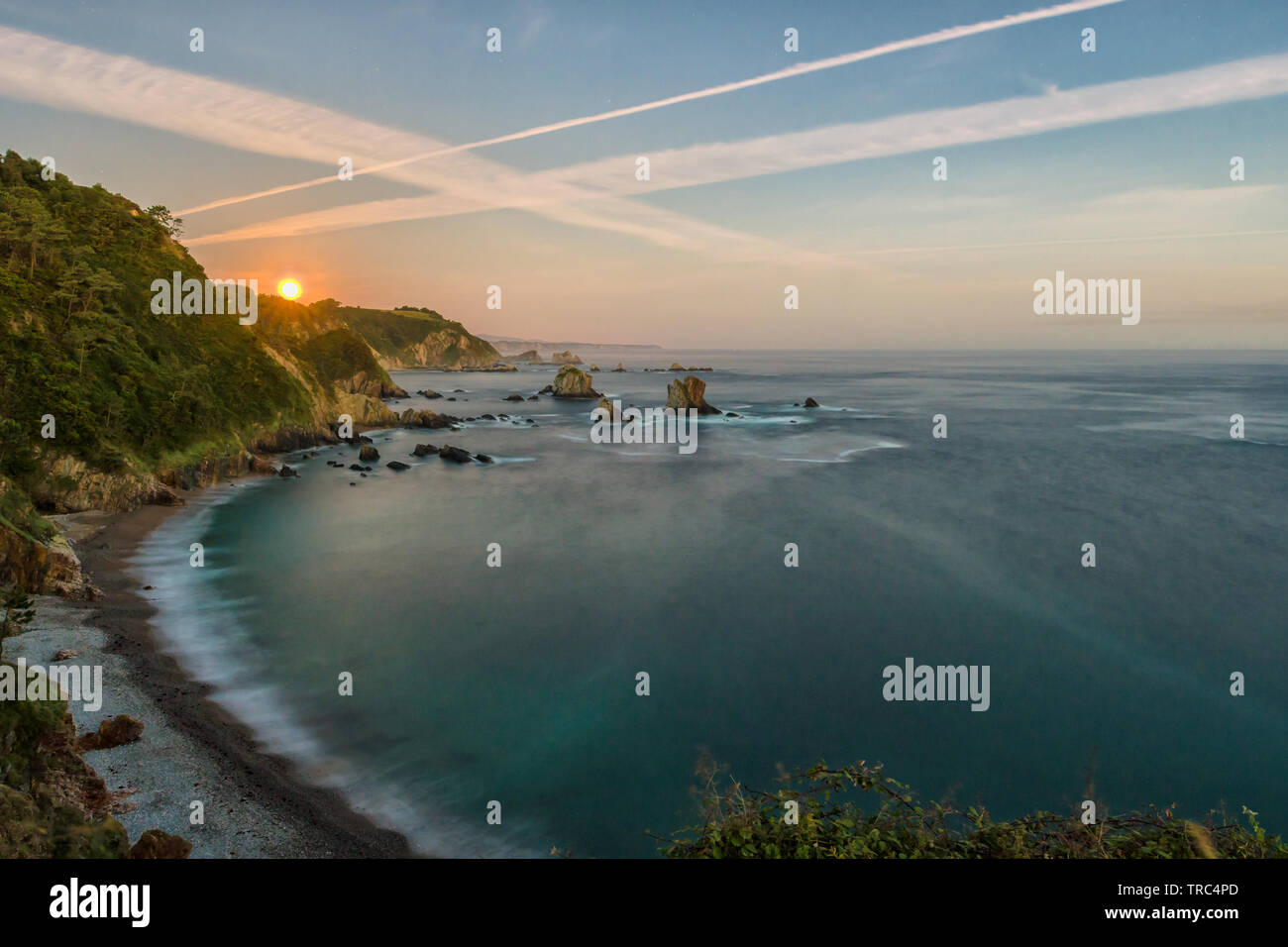 Sunrise da Asturias, Spagna Foto Stock