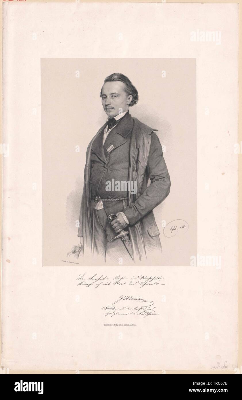 Burian, J. S, studente laureato a studiare per un dottorato di diritti e di Hauptmann della Guardia Nazionale di Vienna 1848, Additional-Rights-Clearance-Info-Not-Available Foto Stock