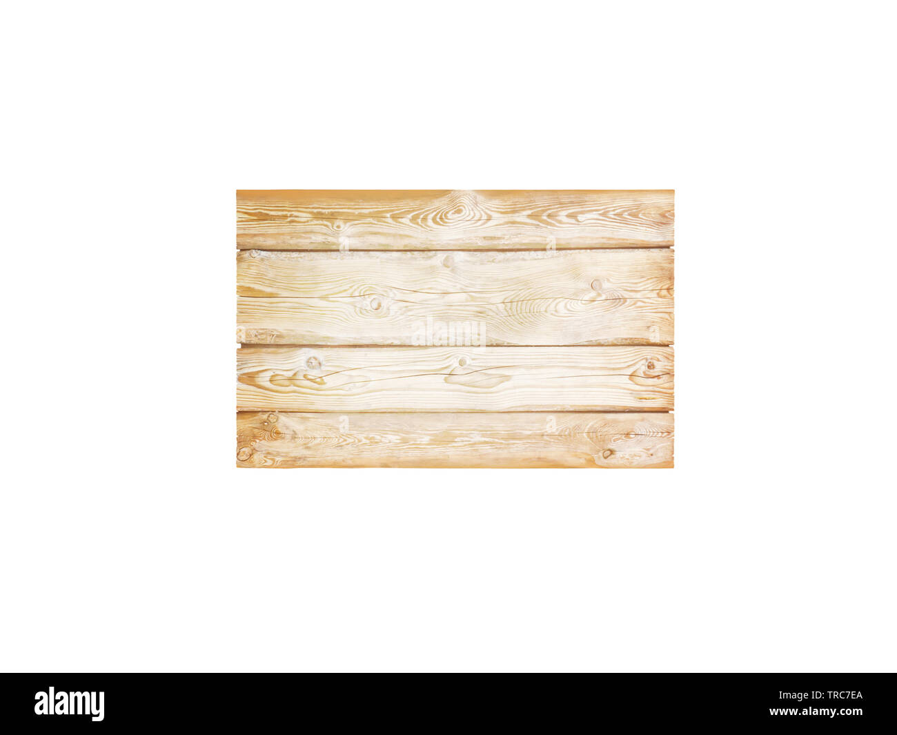 Texture naturali in legno tavole rettangolari cartello isolato su bianco Foto Stock