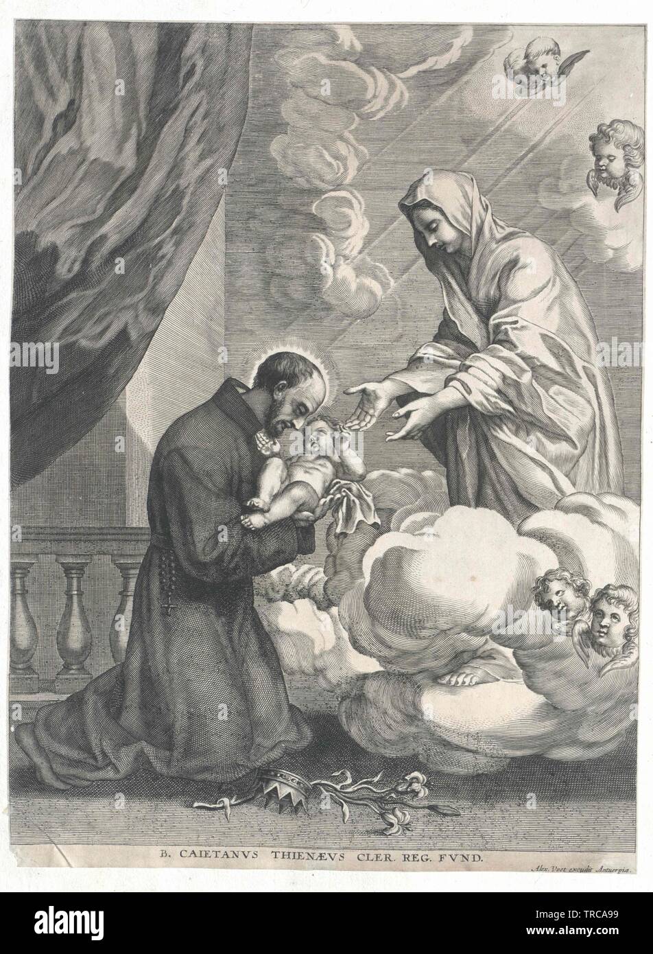Cajetanus von Thiene, saint fondata per diversi attemptions riforma insieme con il vescovo Caraffa la Congregazione dei Chierici Regolari della Divina Provvidenza 1524, 1629 beata-, 1671 santi, Additional-Rights-Clearance-Info-Not-Available Foto Stock