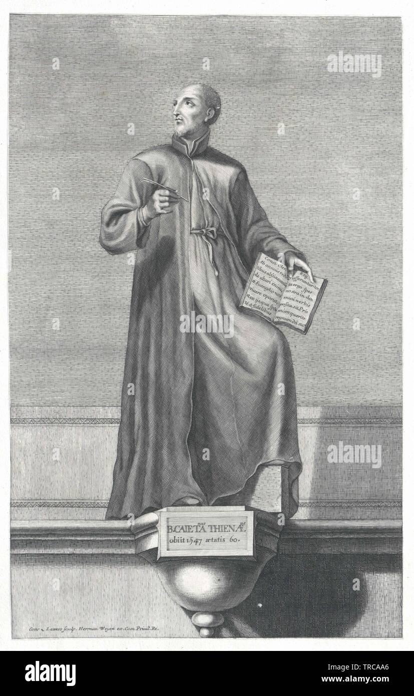 Cajetanus von Thiene, saint fondata per diversi attemptions riforma insieme con il vescovo Caraffa la Congregazione dei Chierici Regolari della Divina Provvidenza 1524, 1629 beata-, 1671 santi, Additional-Rights-Clearance-Info-Not-Available Foto Stock