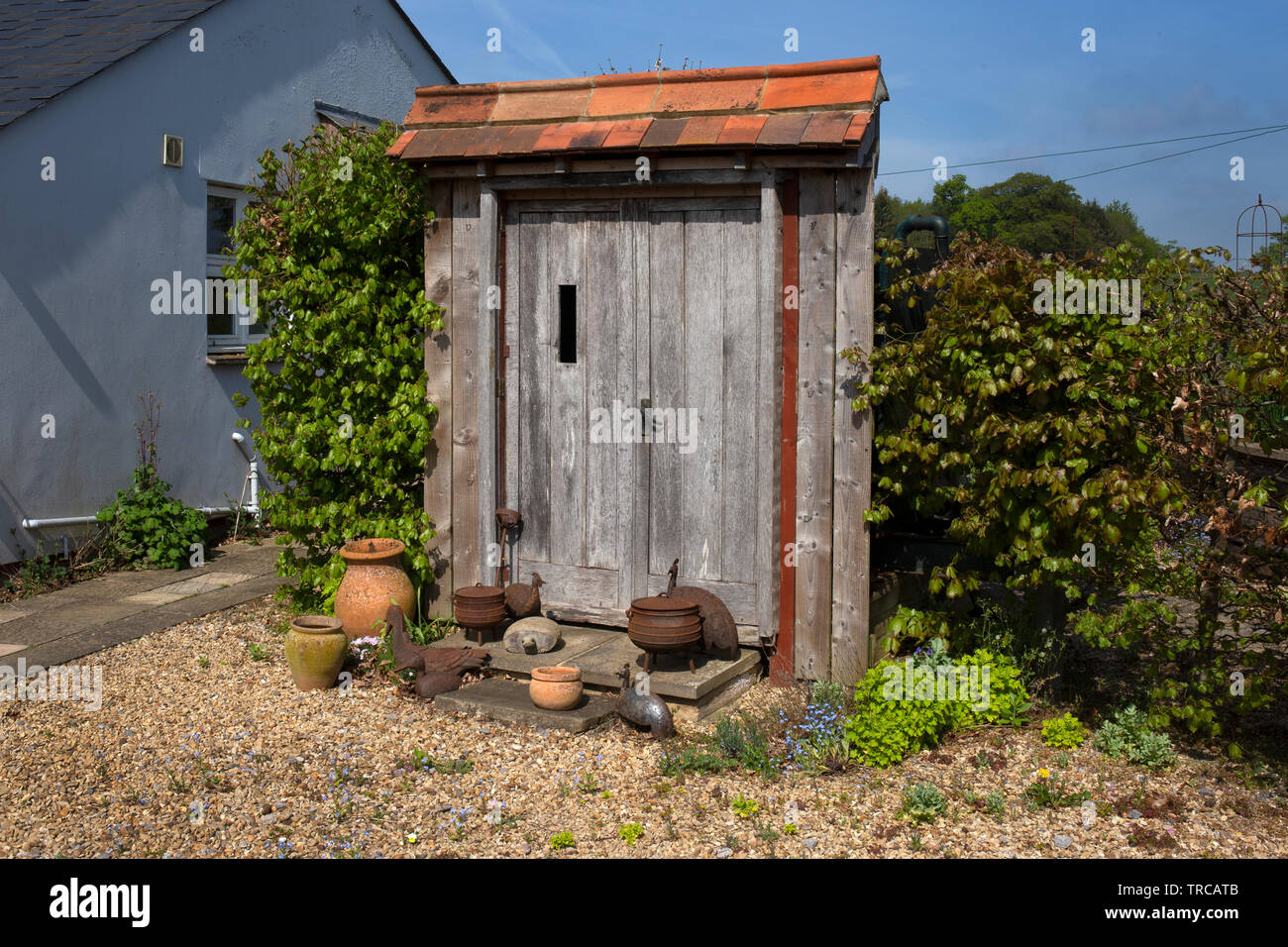 Porta in legno garden includono nel giardino inglese, Inghilterra Foto Stock