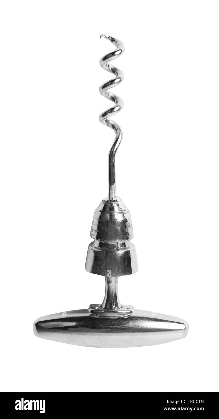 Bottiglia cork apriporta isolato su bianco Foto Stock