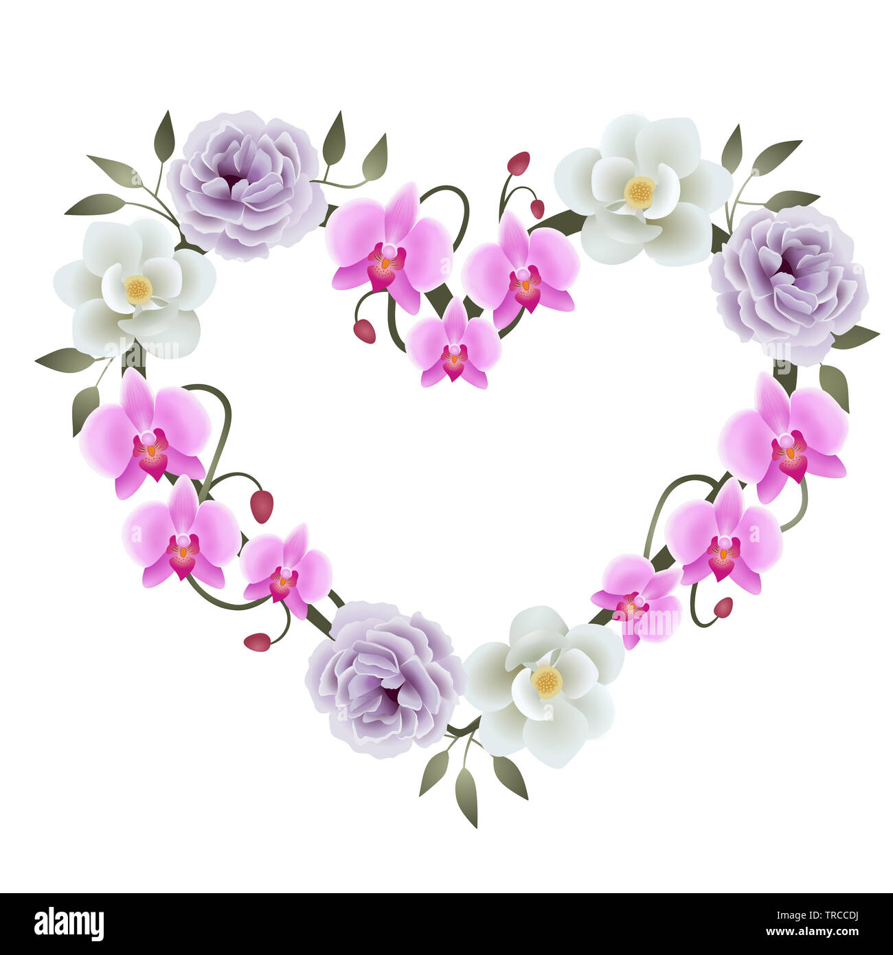 Decorazione di cuore cornice con fiori Foto stock - Alamy