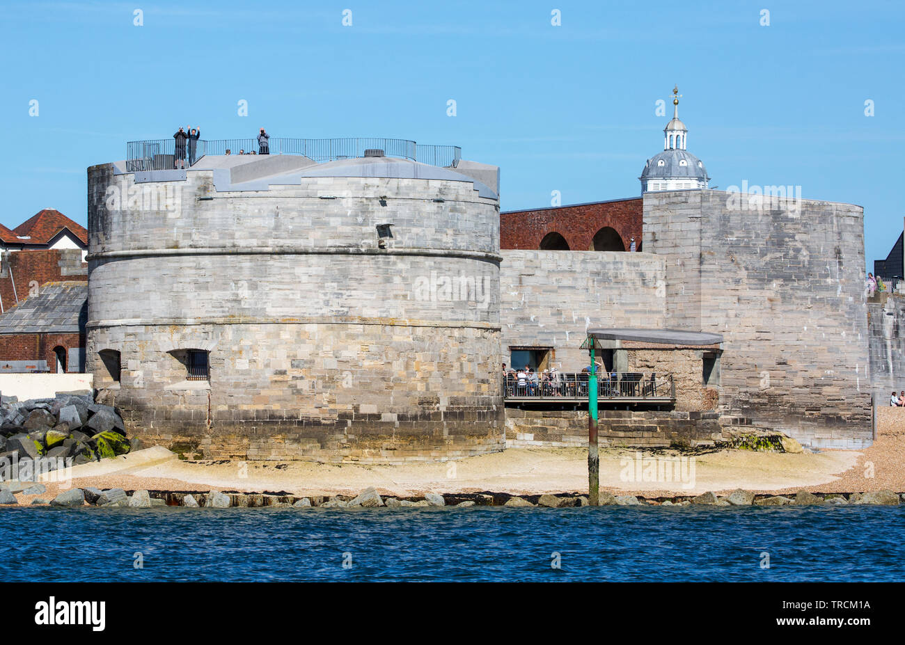 La torre circolare, parte della fortificazione di Portsmouth, Old Portsmouth, Hampshire, Regno Unito Foto Stock