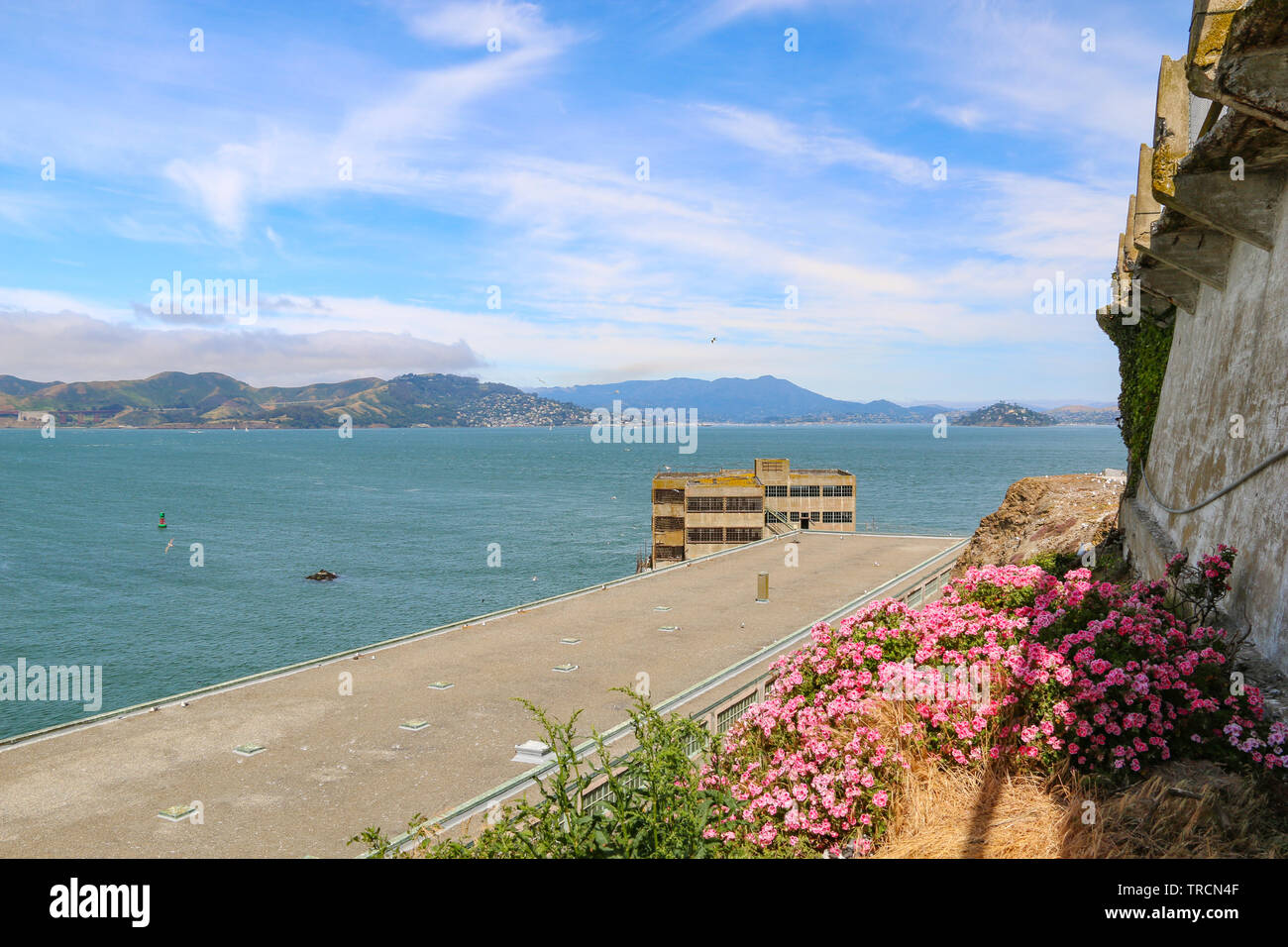 Modello di edificio industrie all'Alcatraz, la baia di San Francisco, California Foto Stock