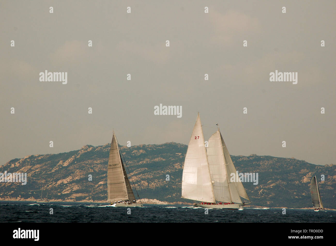 Editorial SARDEGNA - Settembre 2005: i partecipanti nella maxi yacht Rolex Cup boat race Foto Stock