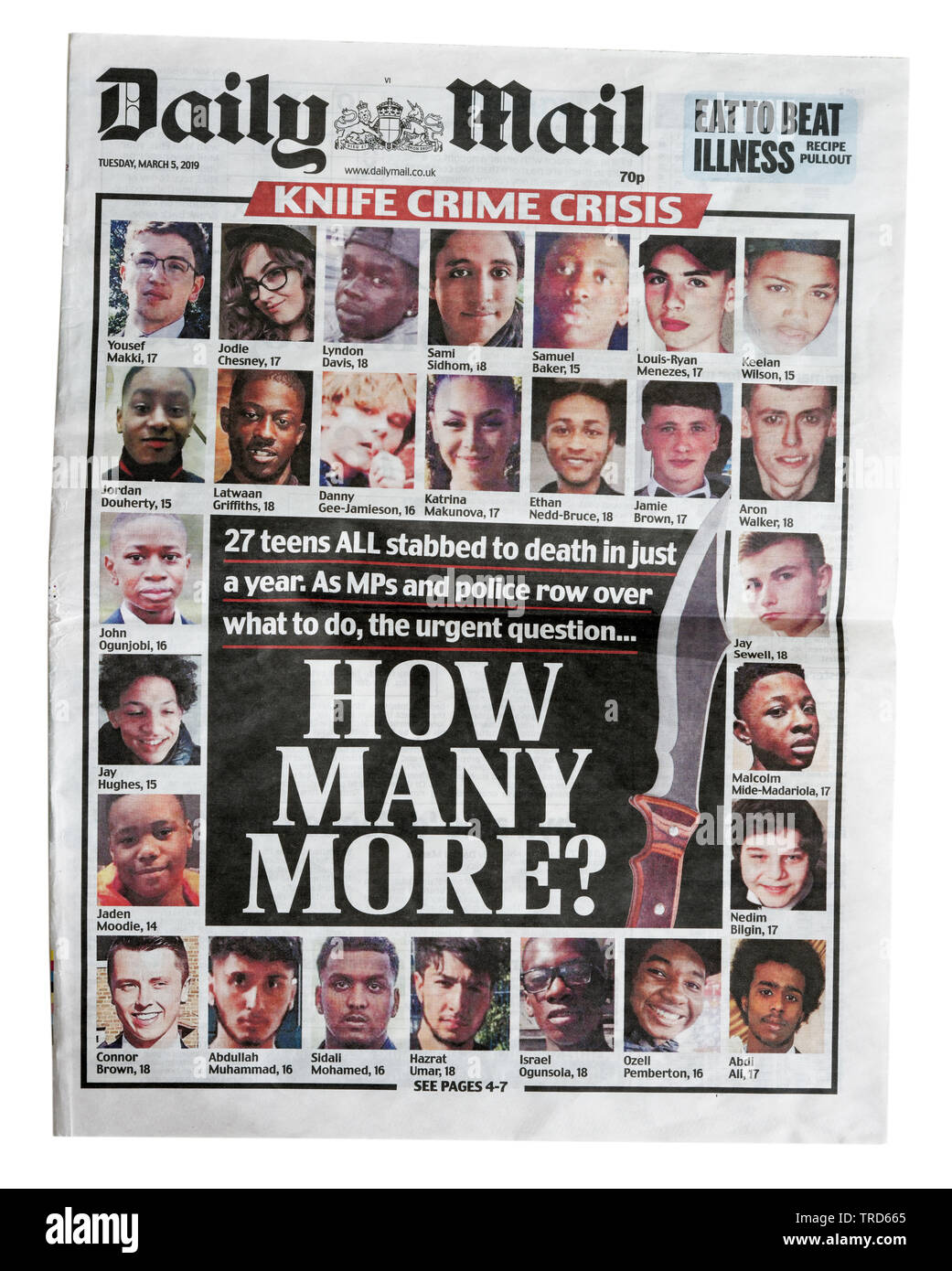 Pagina anteriore del Daily Mail con il titolo come molti di più? Foto Stock