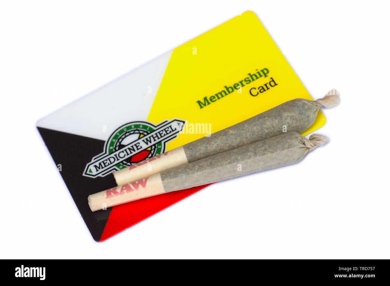 La Cannabis giunti, ruota di medicina CBD Dispensario di THC Membership Card, dispensario di Alderville, Ontario, Canada Foto Stock