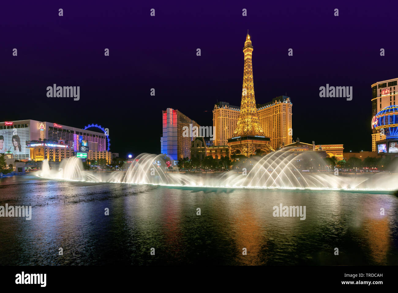 Strip di Las Vegas come visto durante la notte Foto Stock