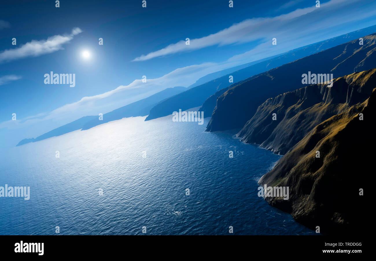 Paesaggi costieri, paesaggio virtuale, grafica computerizzata Foto Stock