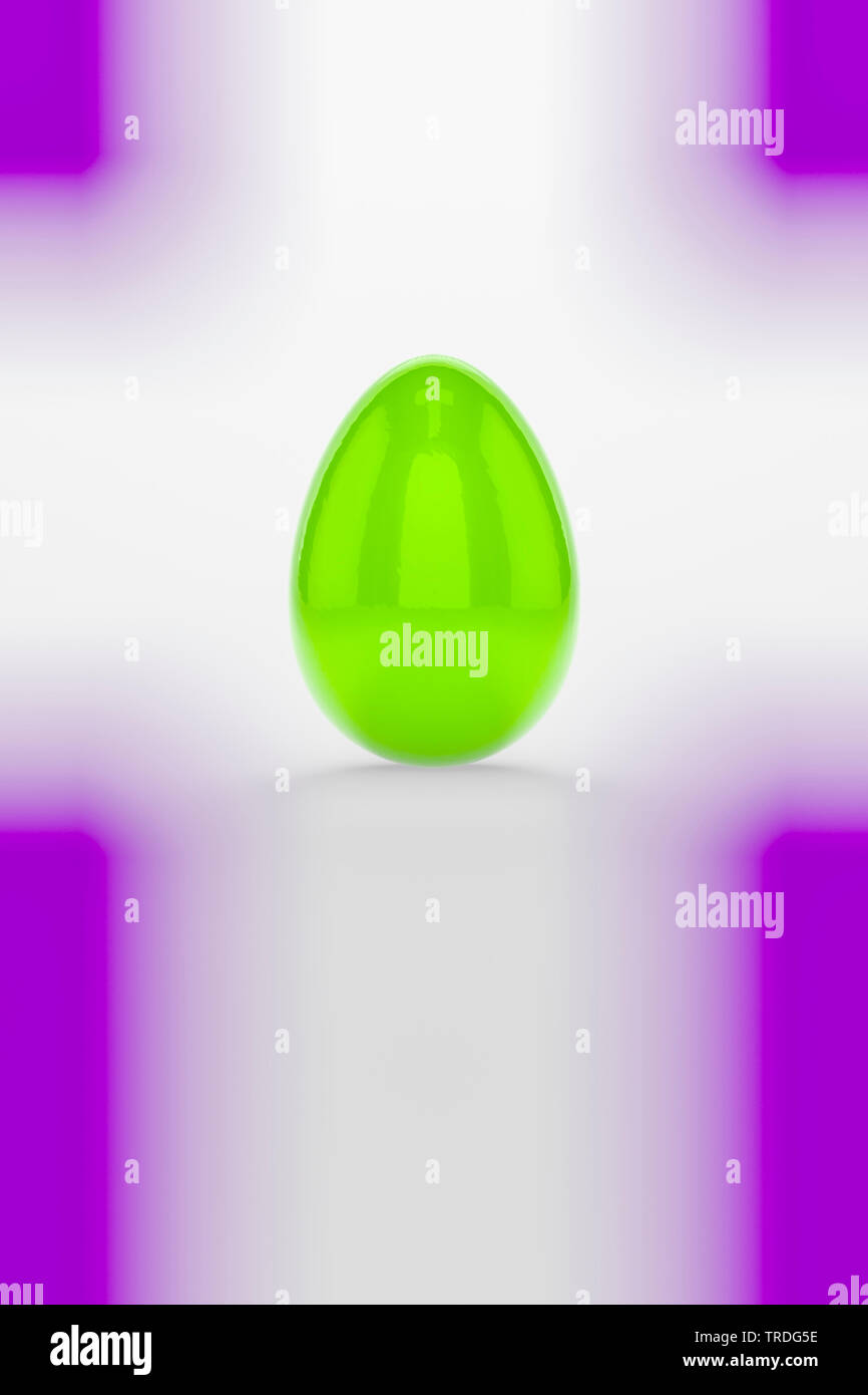 Scheda estere - Verde uovo di pasqua contro una croce illustrato in colore bianco Foto Stock