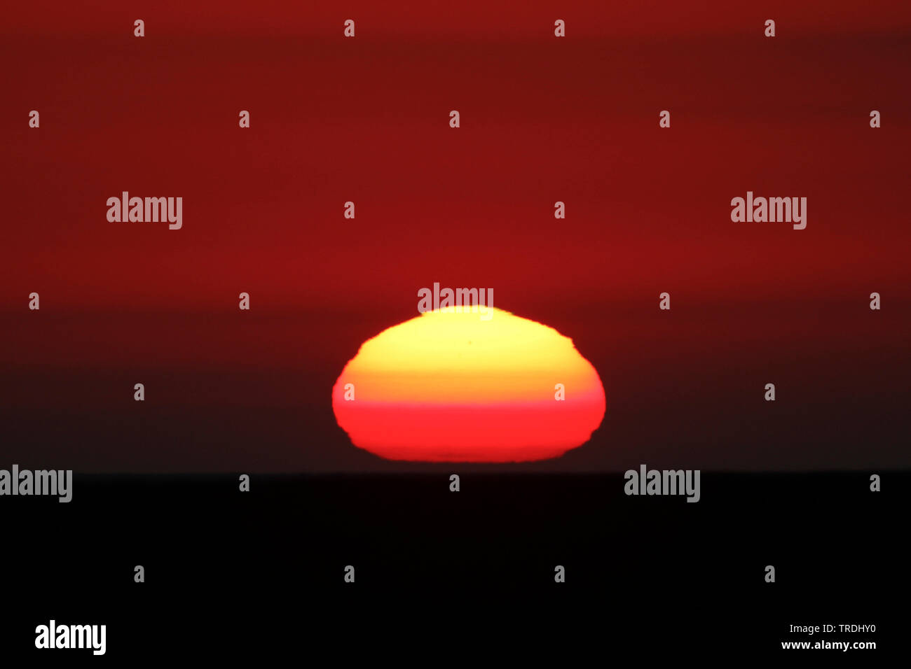 Tramonto sul deserto centrale di Oman, Oman Foto Stock