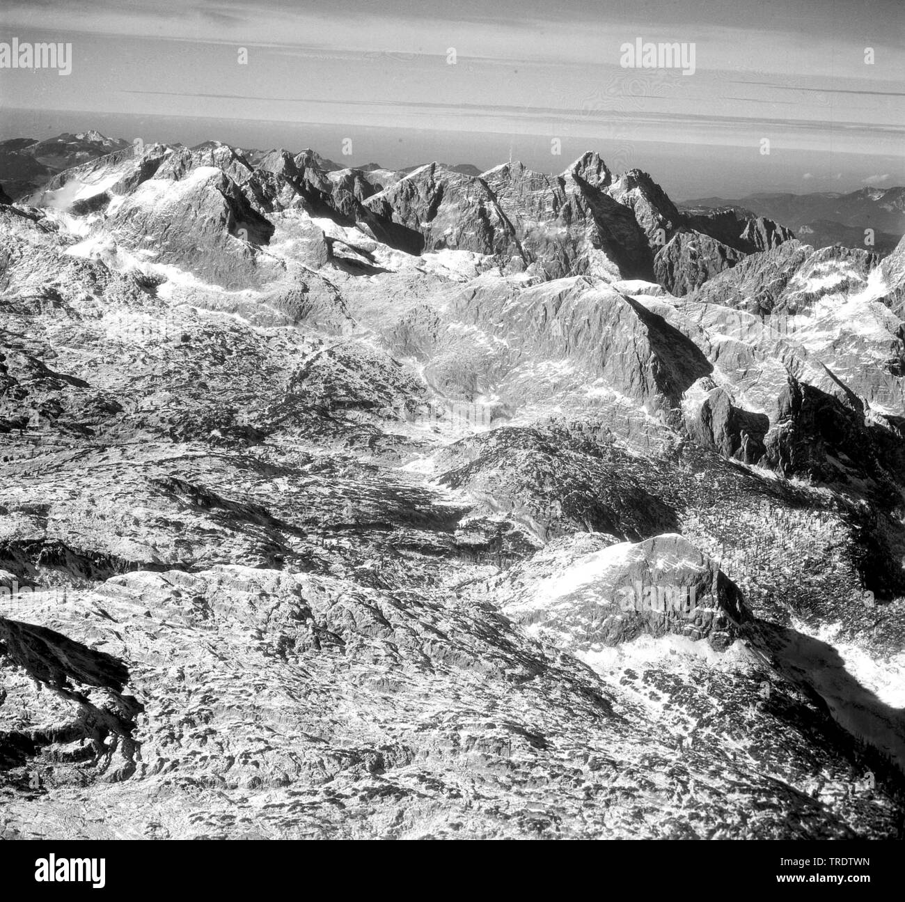 Mountain Steinernes Meer, foto aerea, adottate tra il 1958 e il 1963, in Germania, in Baviera Foto Stock