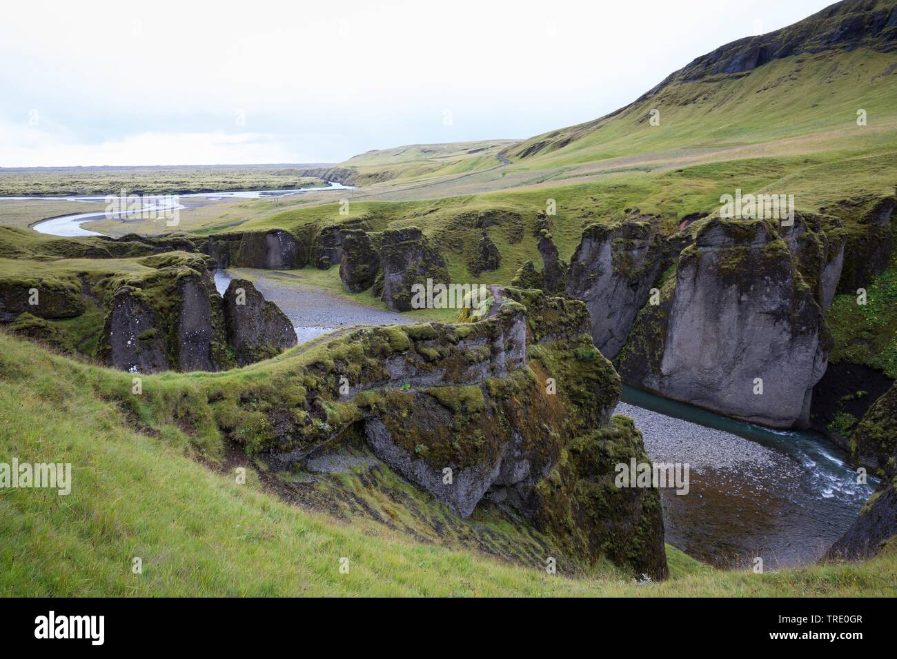 Canyon Fjathrargljufur, Islanda, Kirkjubaejarklaustur Foto Stock