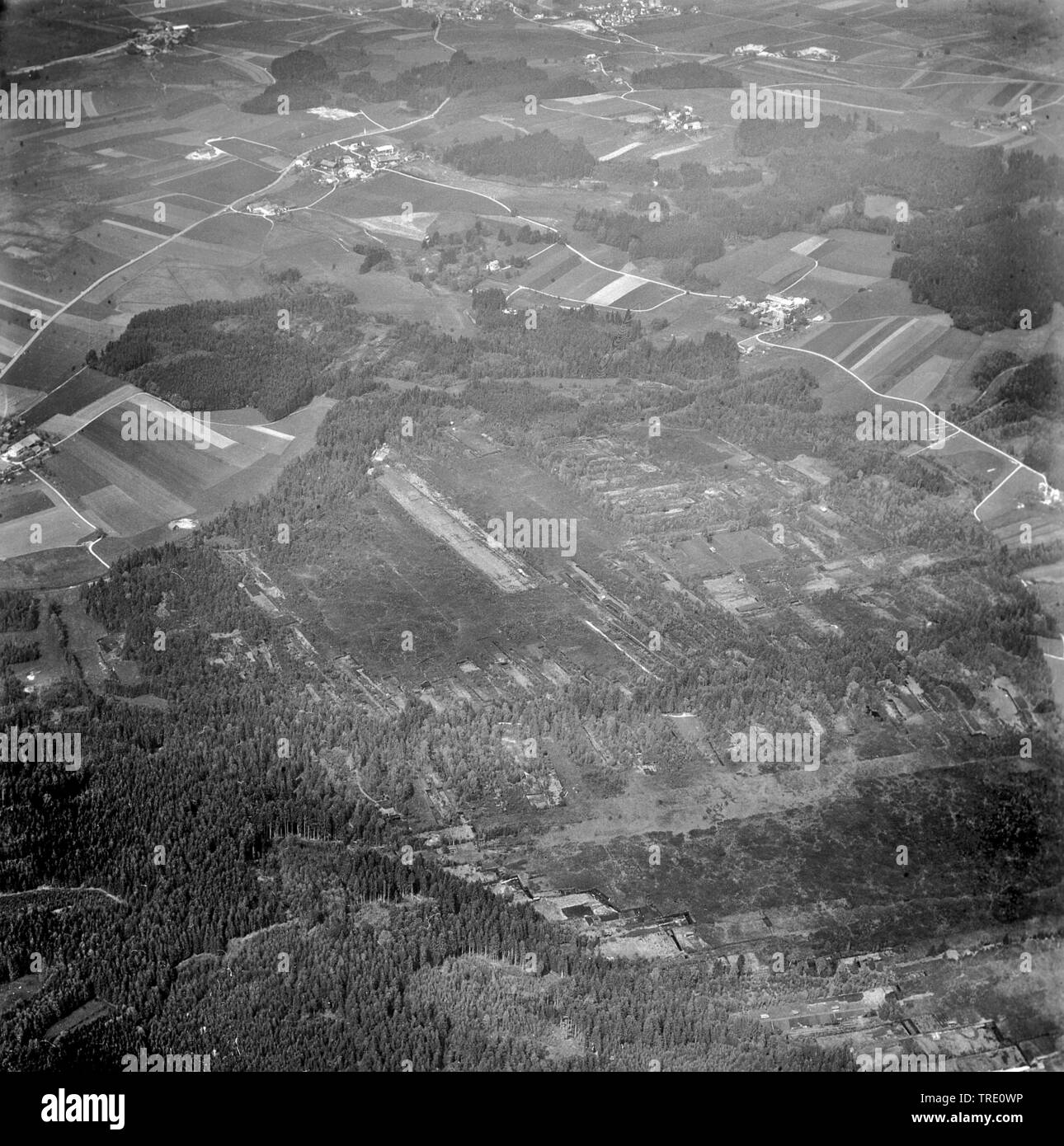 Paesaggio palustre al luogo sconosciuto, storico foto aerea a partire dall'estate 1965, in Germania, in Baviera, Franken, Franconia Foto Stock