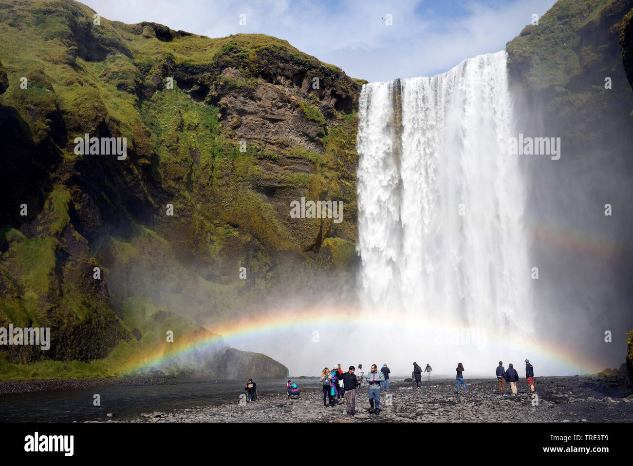 Cascata Skogafoss, Islanda, Skogafoss Foto Stock