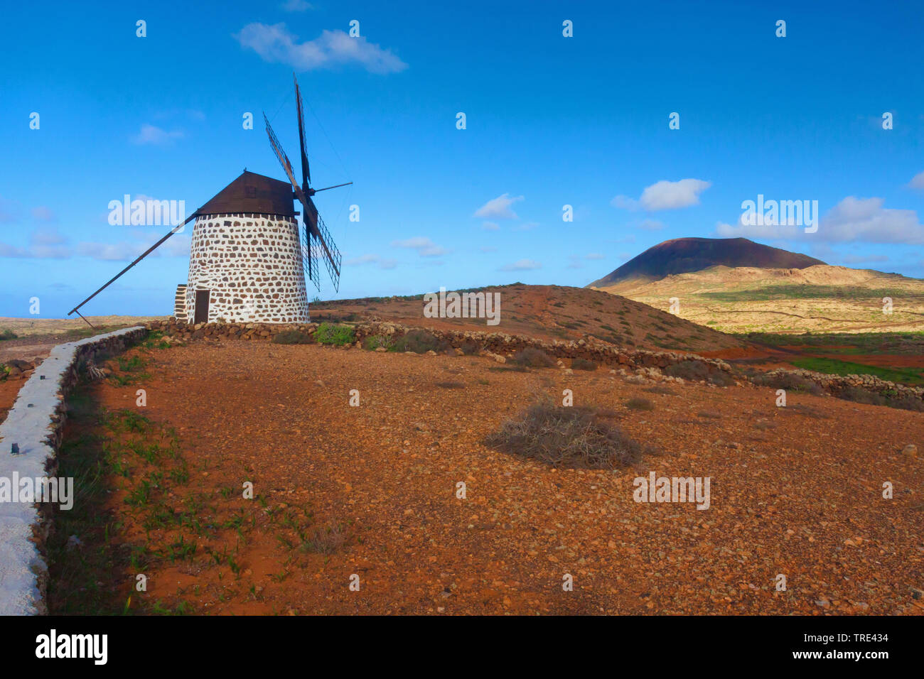 Storico mulino a vento su Fuerteventura Isole Canarie Fuerteventura Foto Stock