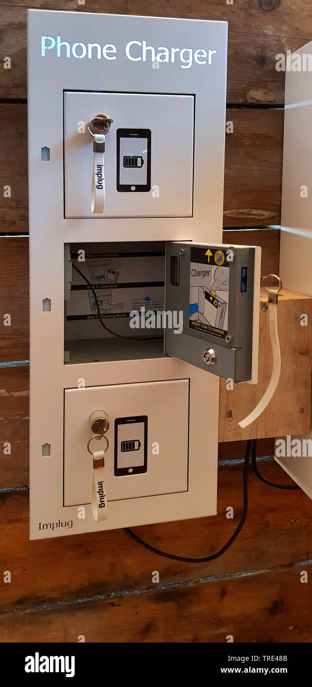 Telefono pubblico caricabatterie, Paesi Bassi Foto Stock