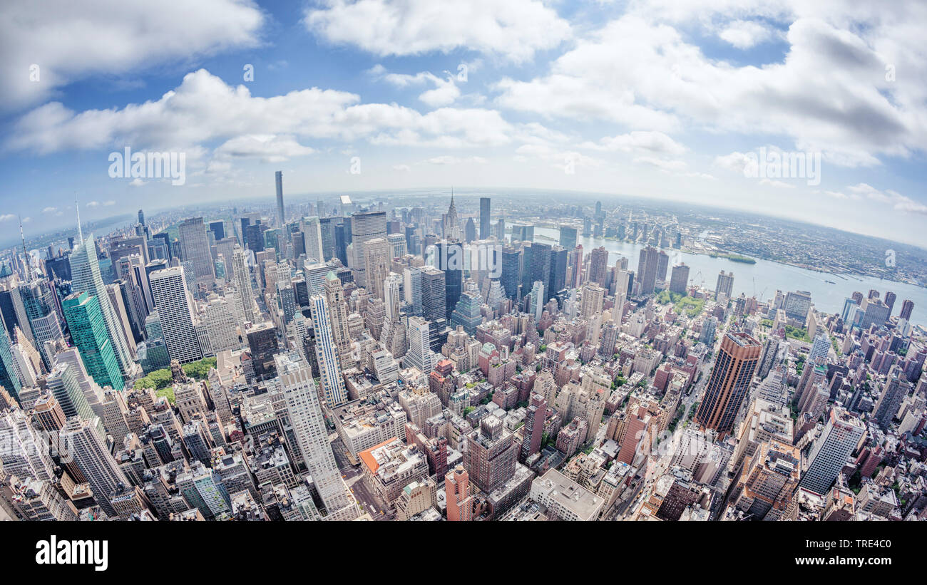 Ampio angolo di immagine di Manhattan, USA, nello stato di New York, Stati Uniti d'America, nello stato di New York Foto Stock