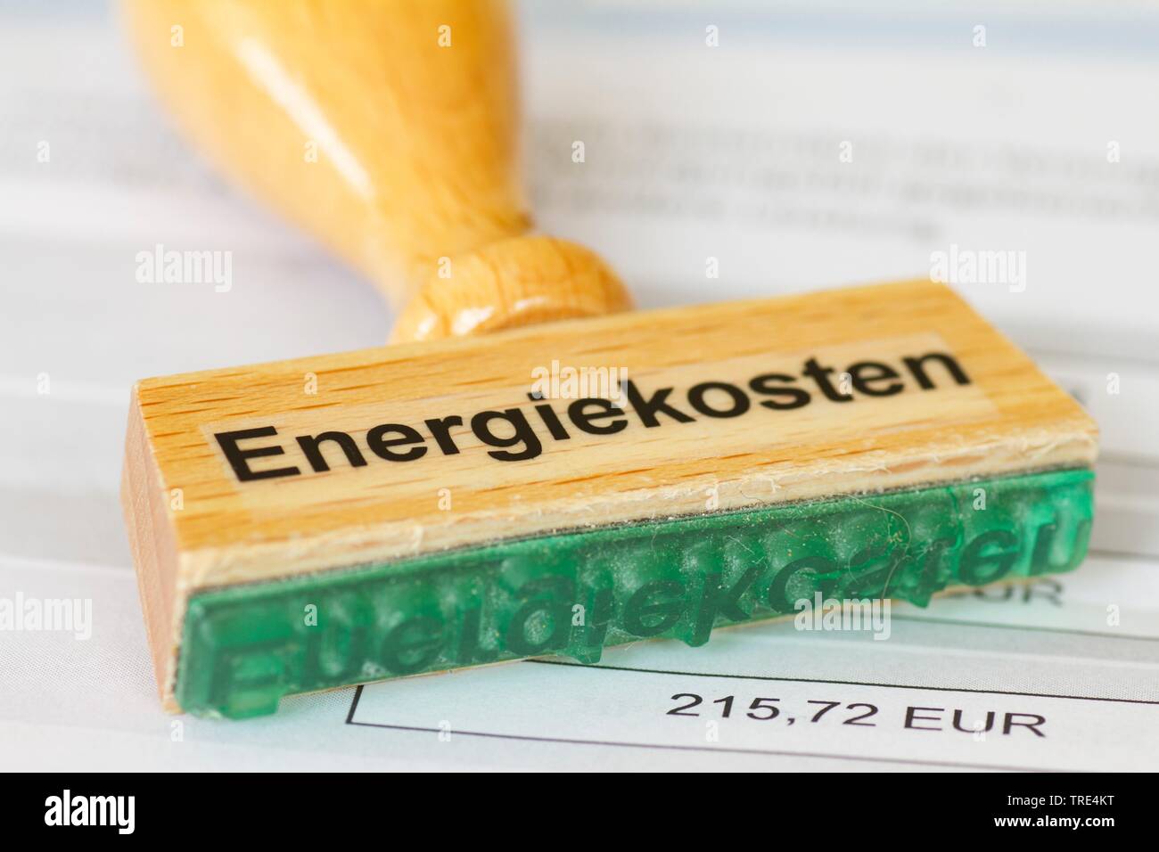 Timbro scritte i costi energetici, Germania Foto Stock