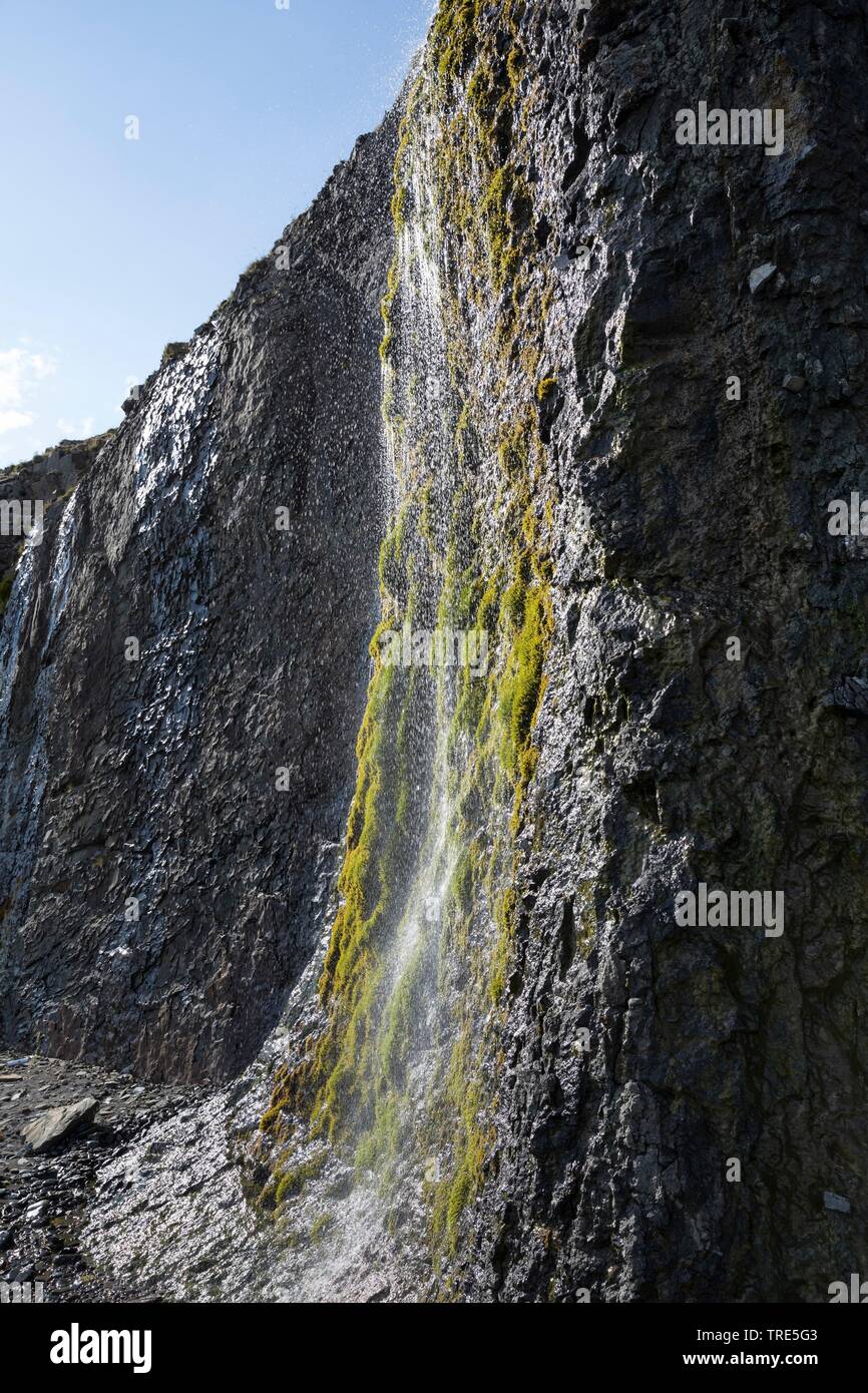 Cascata presso la costa vicino Laekjavik, Islanda Foto Stock