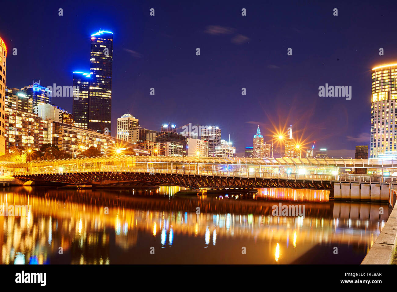 Interno della città di Melbourne di notte, Australia, Victoria, Melbourne Foto Stock