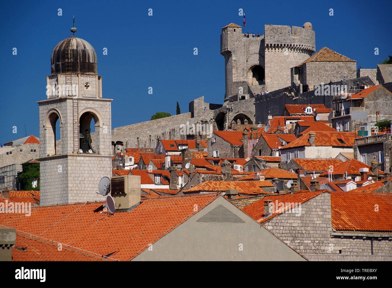 Vista sulla città e sul castello, Croazia, Dubrovnik Foto Stock