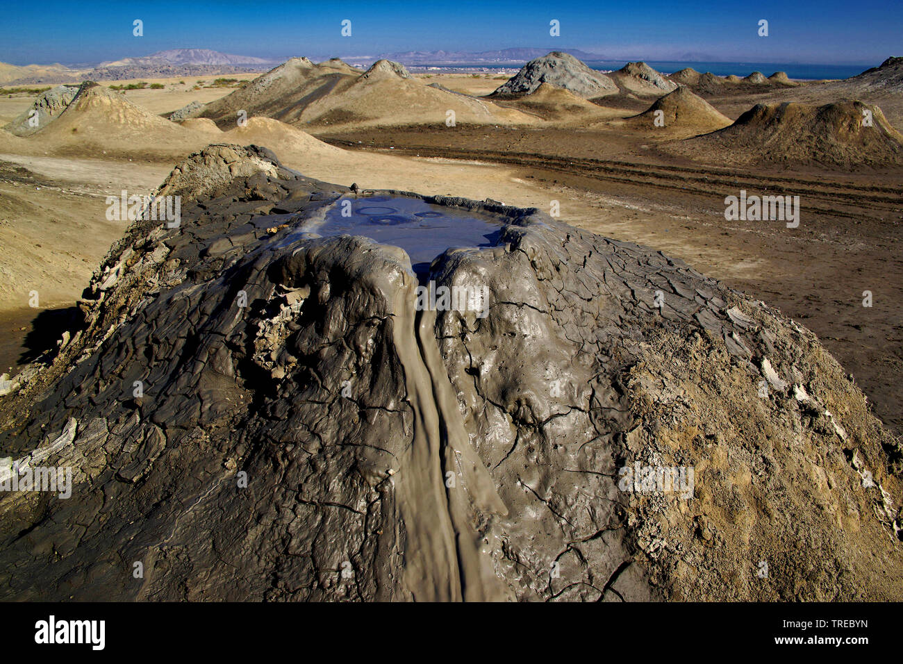 Il vulcano di fango, Azerbaigian, Lahic Foto Stock