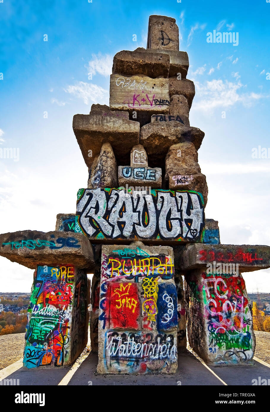 Graffiti sulle scale del cielo, bottino suggerimento Reno Elba, in Germania, in Renania settentrionale-Vestfalia, la zona della Ruhr, Gelsenkirchen Foto Stock