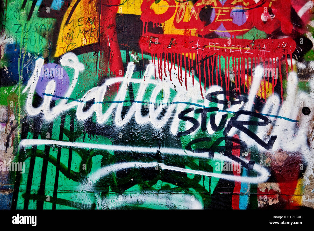 Graffiti sulle scale del cielo, bottino suggerimento Reno Elba, in Germania, in Renania settentrionale-Vestfalia, la zona della Ruhr, Gelsenkirchen Foto Stock