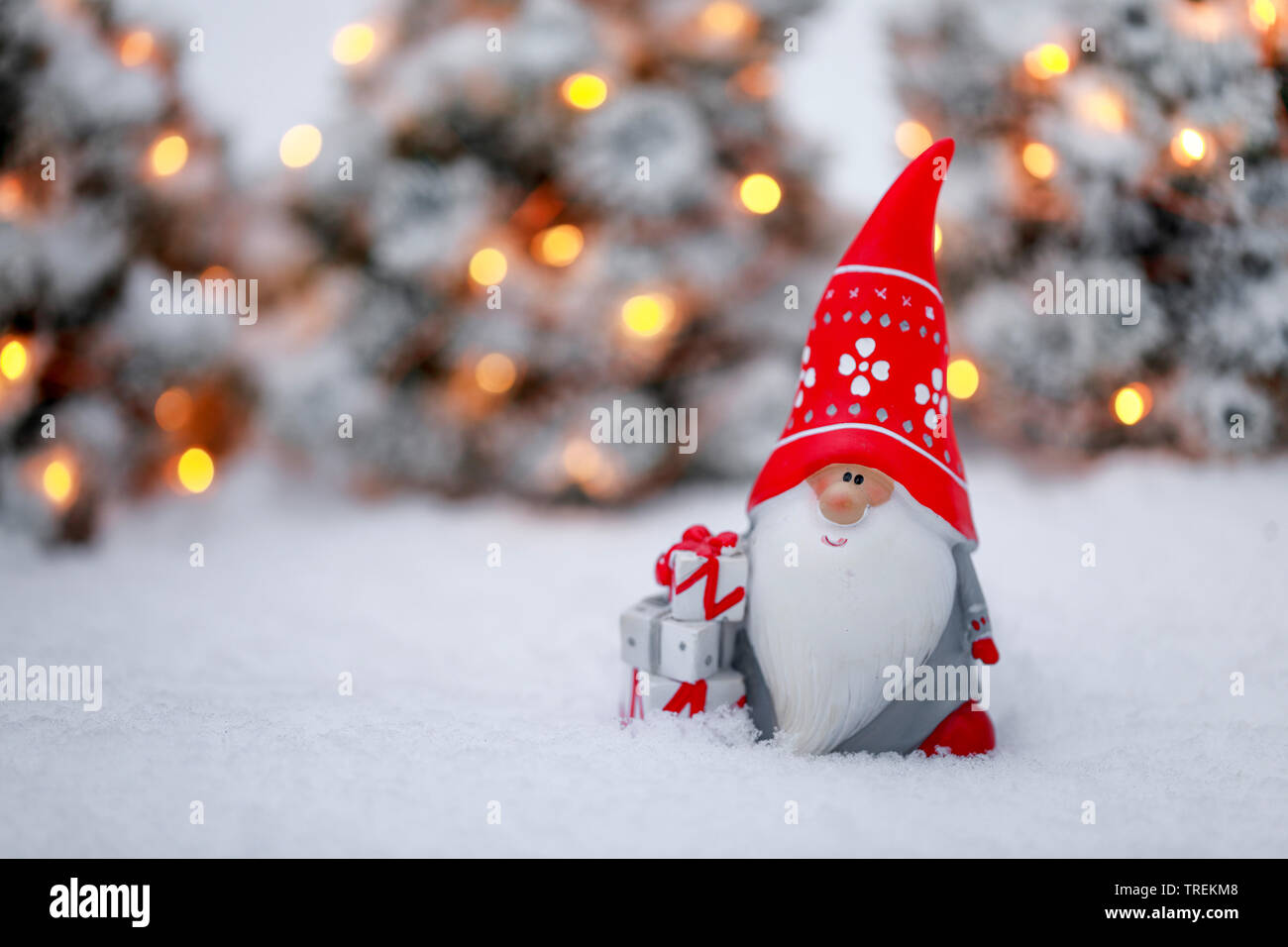 Decorazione di natale nella neve, Svizzera Foto Stock