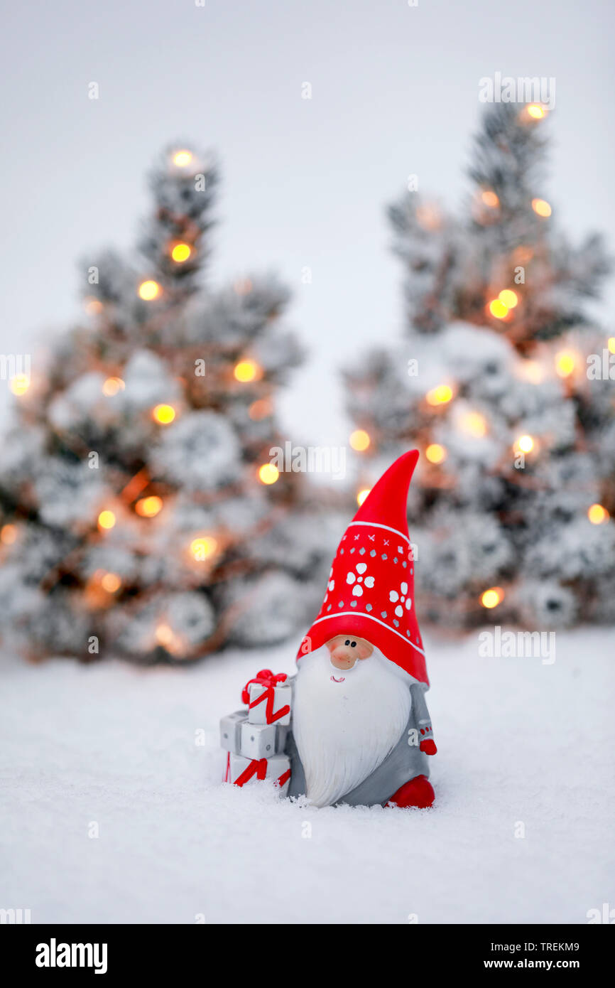 Decorazione di natale nella neve, Svizzera Foto Stock