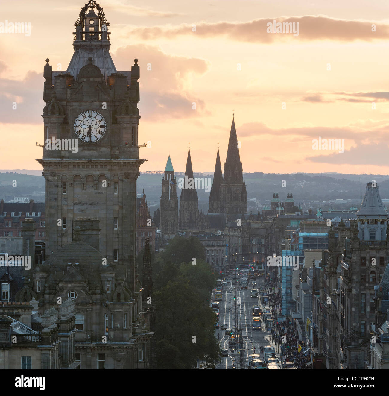 Balmoral Hotel guglia da Calton Hill, Edimburgo Foto Stock