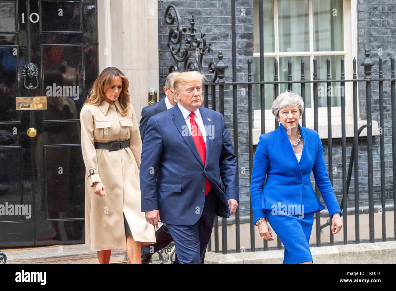 Londra 4 Giugno 2019 Presidente Trump visite Theresa Maggio MP PC, Primo Ministro in Dowing Street Donald Trump, Melania Trump, Theresa Maggio e Philip può lasciare Downing Street per una conferenza stampa il credito Ian Davidson Alamy Live News Foto Stock