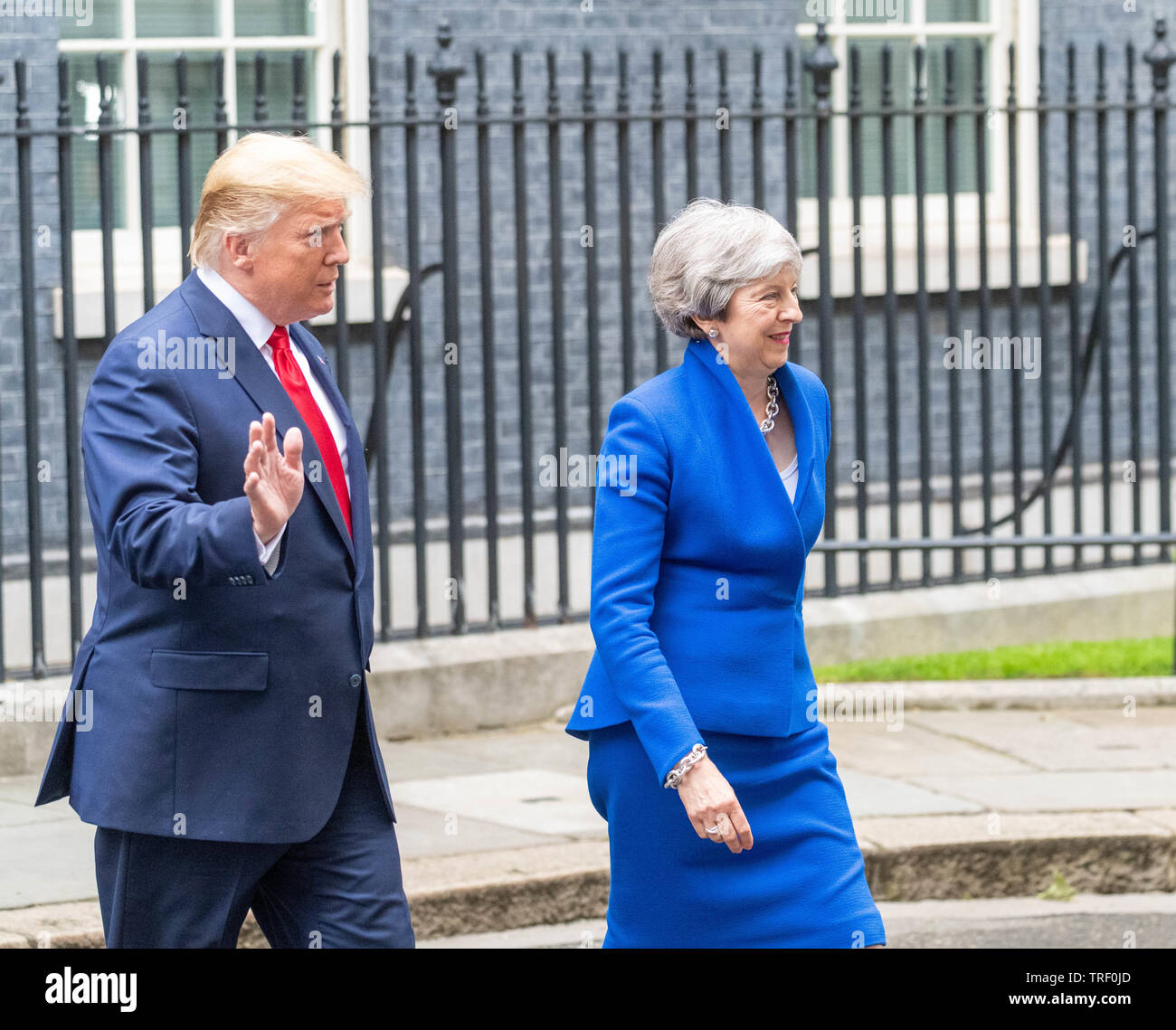 Londra 4 Giugno 2019 Presidente Trump visite Theresa Maggio MP PC, Primo Ministro in Dowing Street Donald Trump, Melania Trump, Theresa Maggio e Philip può lasciare Downing Street per una conferenza stampa il credito Ian Davidson Alamy Live News Foto Stock