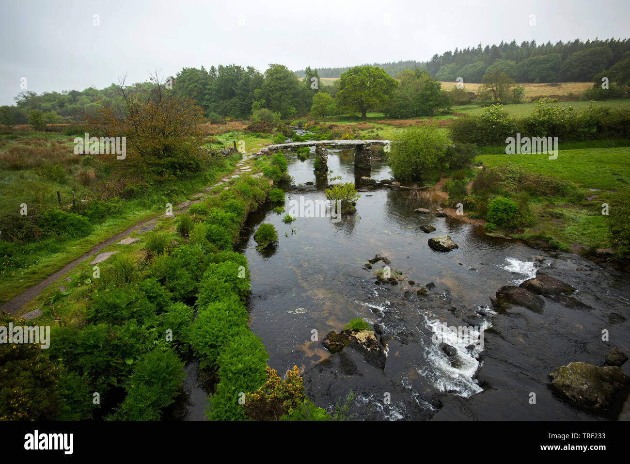 Postbridge è un Casale nel cuore di Dartmoor nella contea inglese del Devon. È situato sulla B3212, circa a metà strada tra Princetown e mor Foto Stock