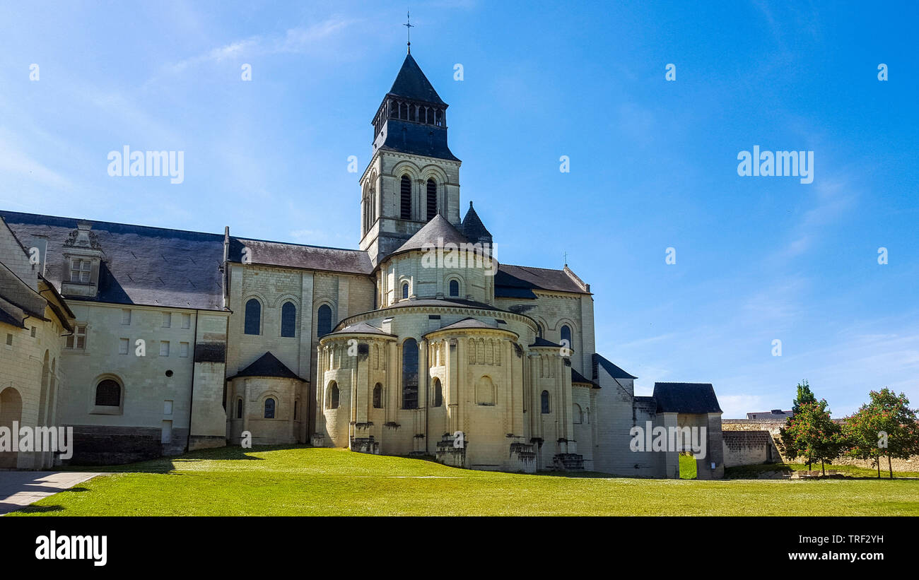 Abside della chiesa dell'abbazia di Fontevraud Abbey, Fontevraud Abbaye, Maine-et-Loire, Pays de la Loire, Francia Foto Stock