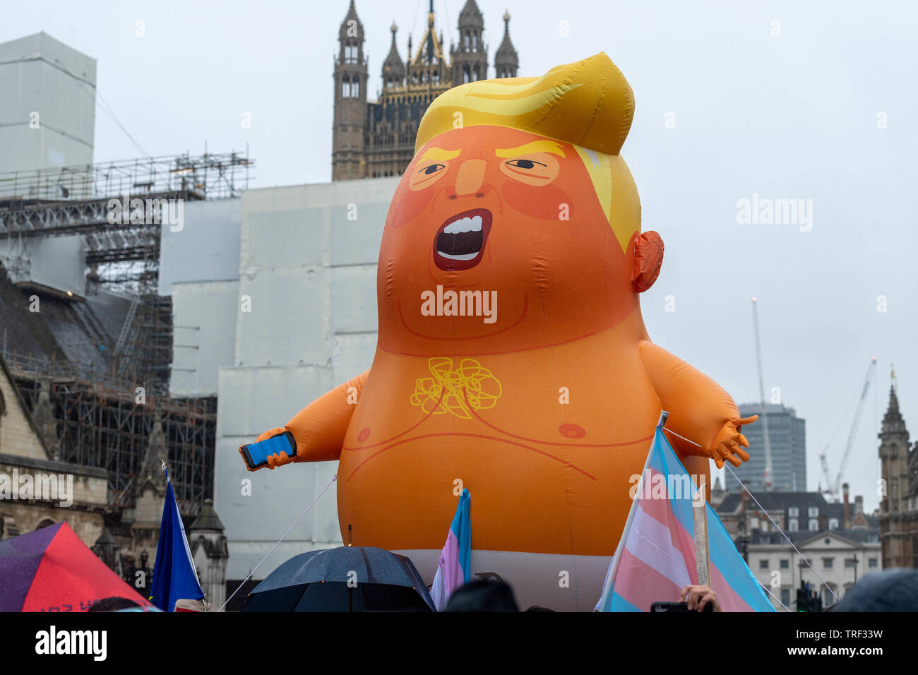 Londra 4 giugno 2019 Anti Trump dimostrazioni in piazza del Parlamento Donald Trump blimp Credit Ian Davidson/Alamy Live News Foto Stock