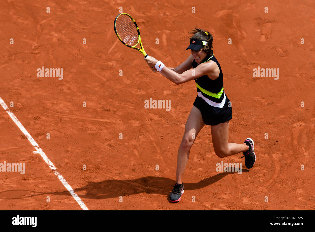 Parigi, Francia. Il 4 giugno, 2019. Johanna Kontag dalla Gran Bretagna durante la sua quarta vittoria rd al 2019 francesi aperti Grand Slam Tennis Tournament in Roland Garros di Parigi, Francia. Frank Molter/Alamy Live news Foto Stock