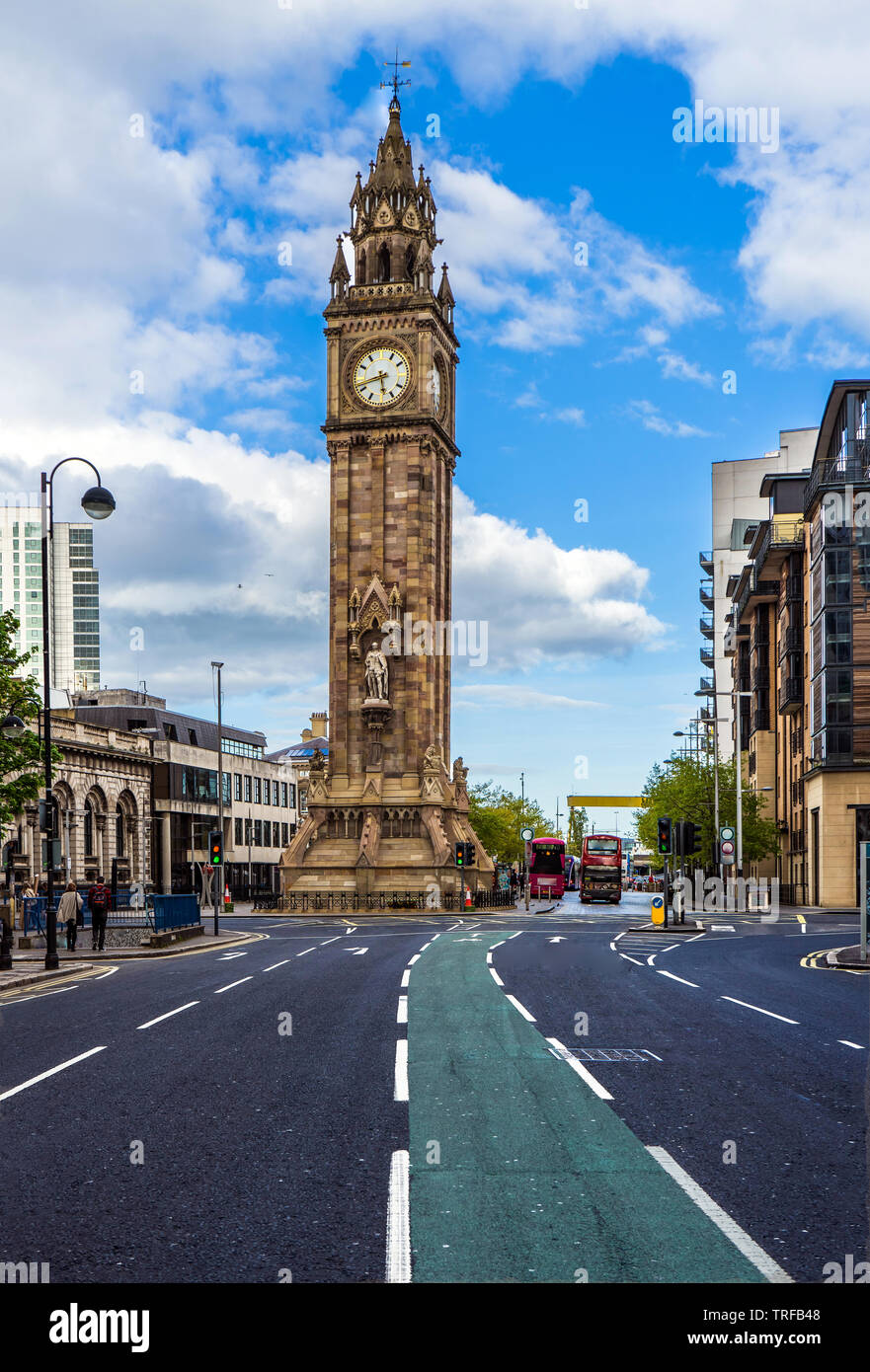 Prince Albert Memorial Clock a Queen Square, Belfast Clock Tower, Irlanda del Nord Foto Stock